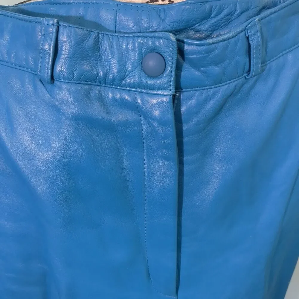 Vintage Norman's Atlanta blue leather pants women's size 8